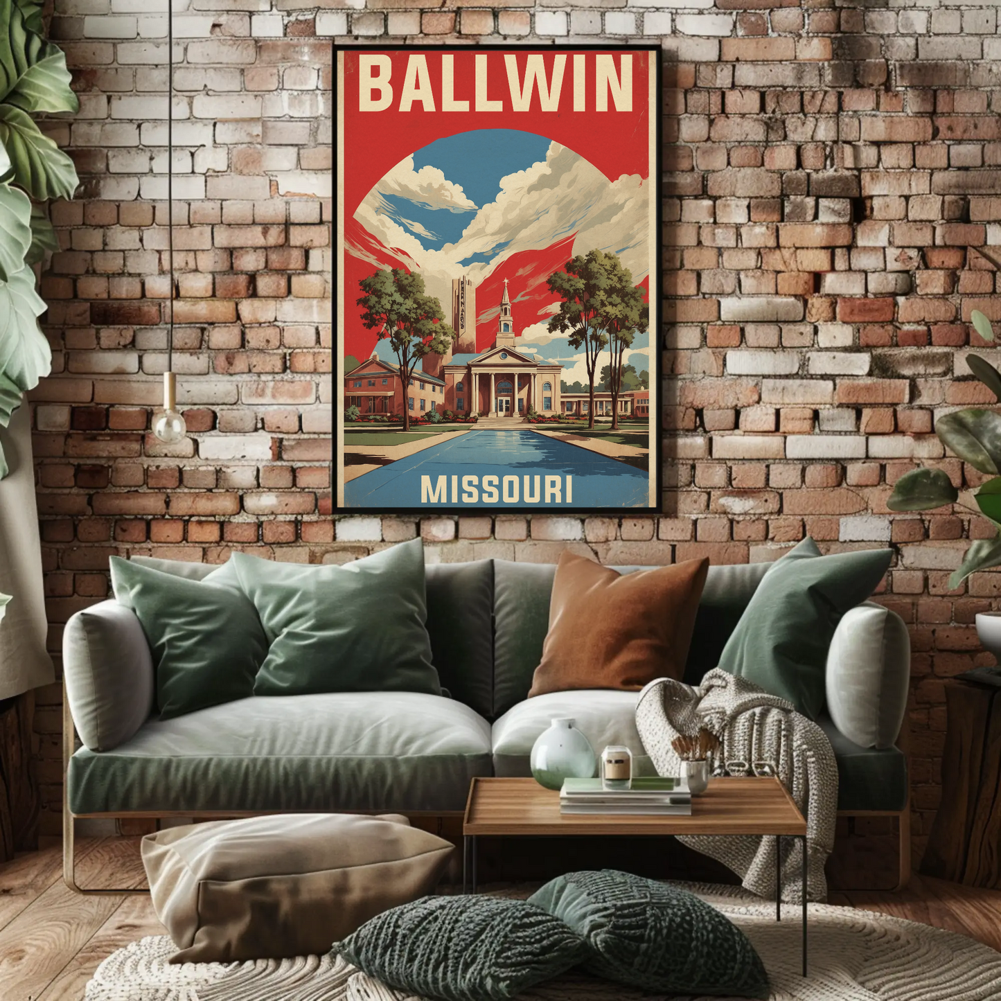 Ballwin Missouri Church Centerpiece Vintage Travel Poster
