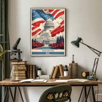 United States Capitol Vintage Artistic Patriotic Political Poster