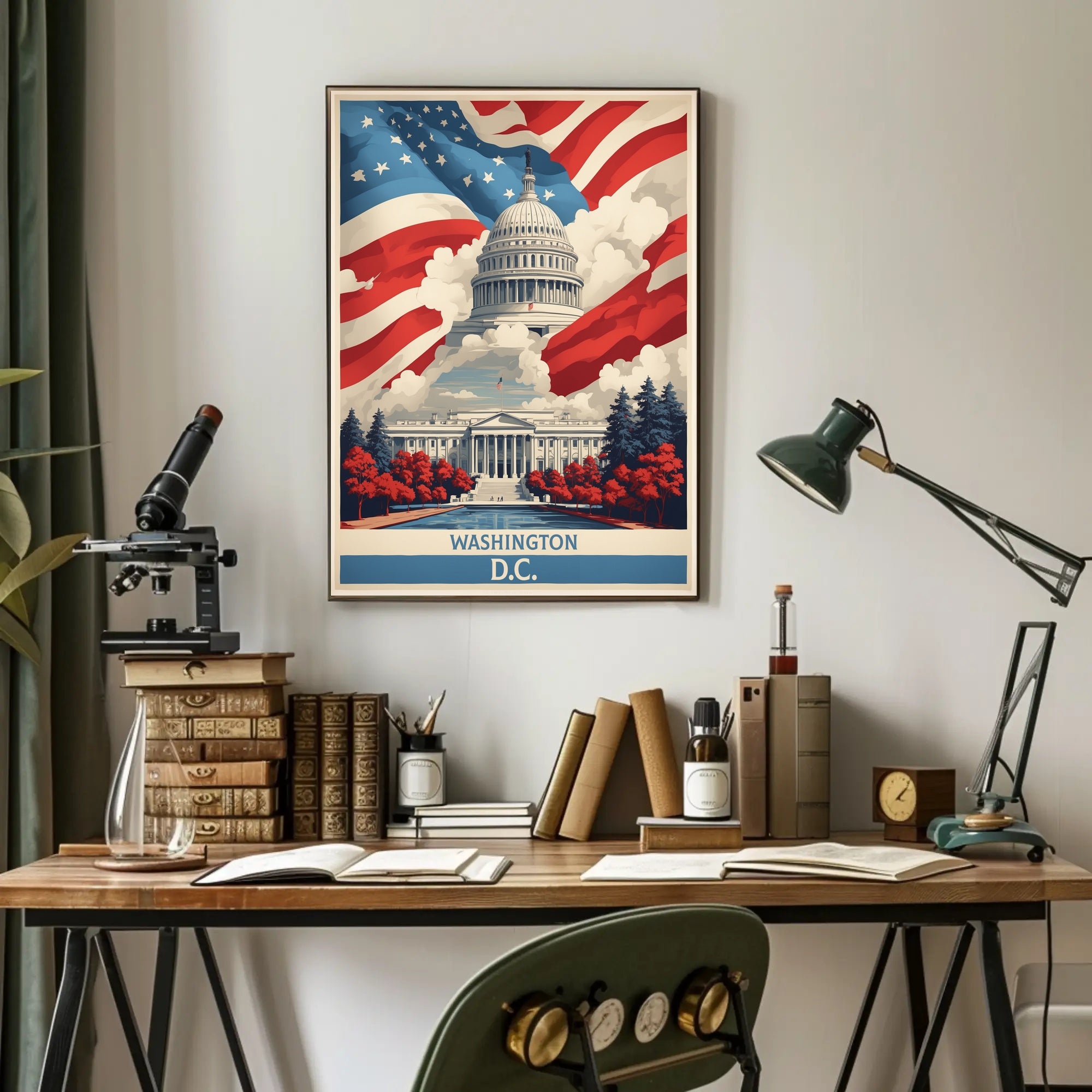 United States Capitol Vintage Artistic Patriotic Political Poster