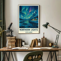 Northern Lights Over Iceland Winter Travel Poster PosterGoat