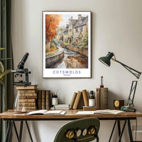 Cotswolds English Countryside Watercolor Travel Poster PosterGoat