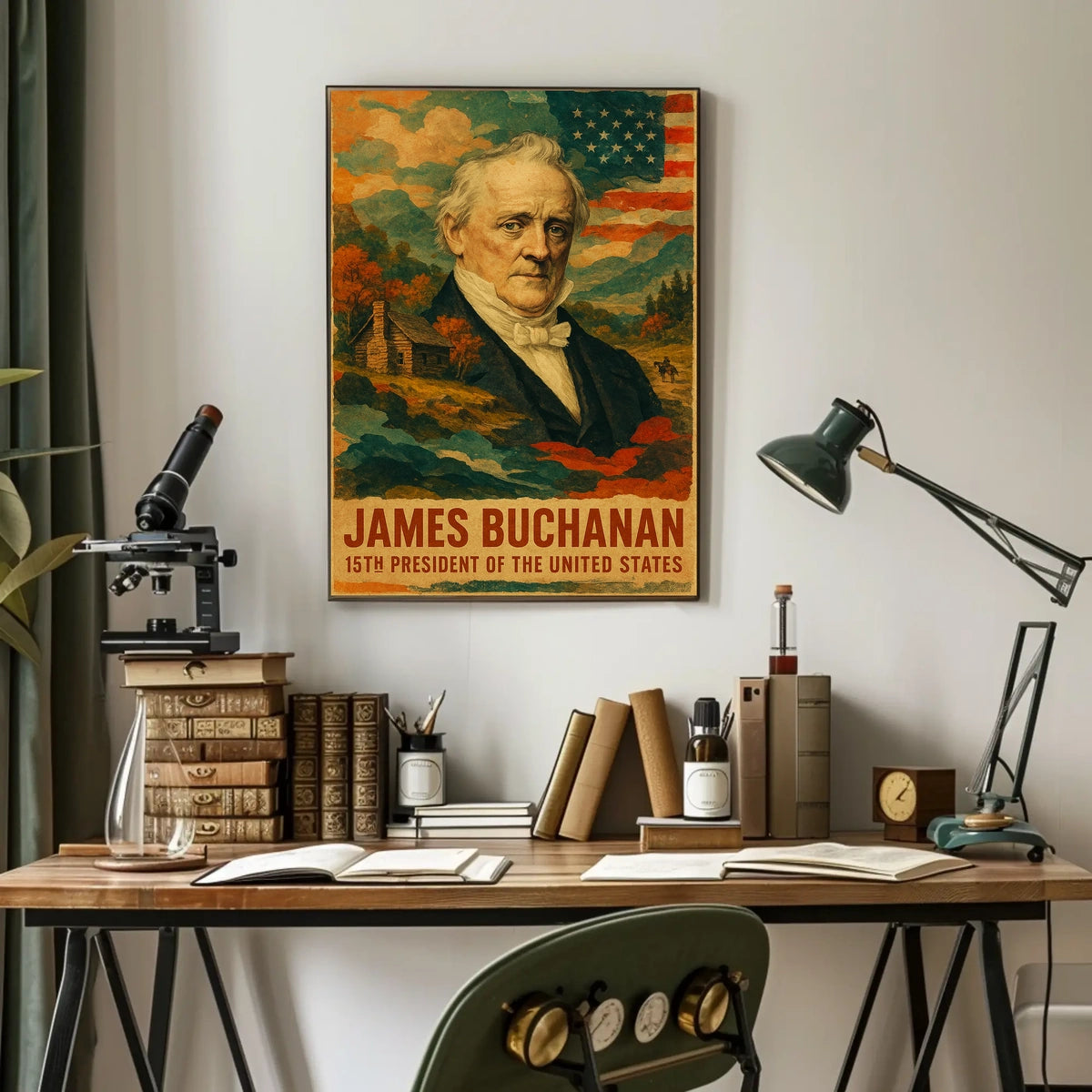 James Buchanan 15th President of the United States Layered Digital Collage Poster