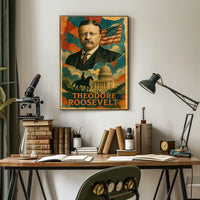 Theodore Roosevelt 26th President of the United States Layered Digital Collage Poster