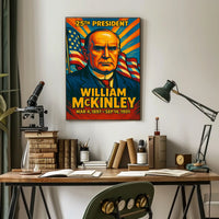 William McKinley 25th President of the United States Colorful Comic Book Style Poster