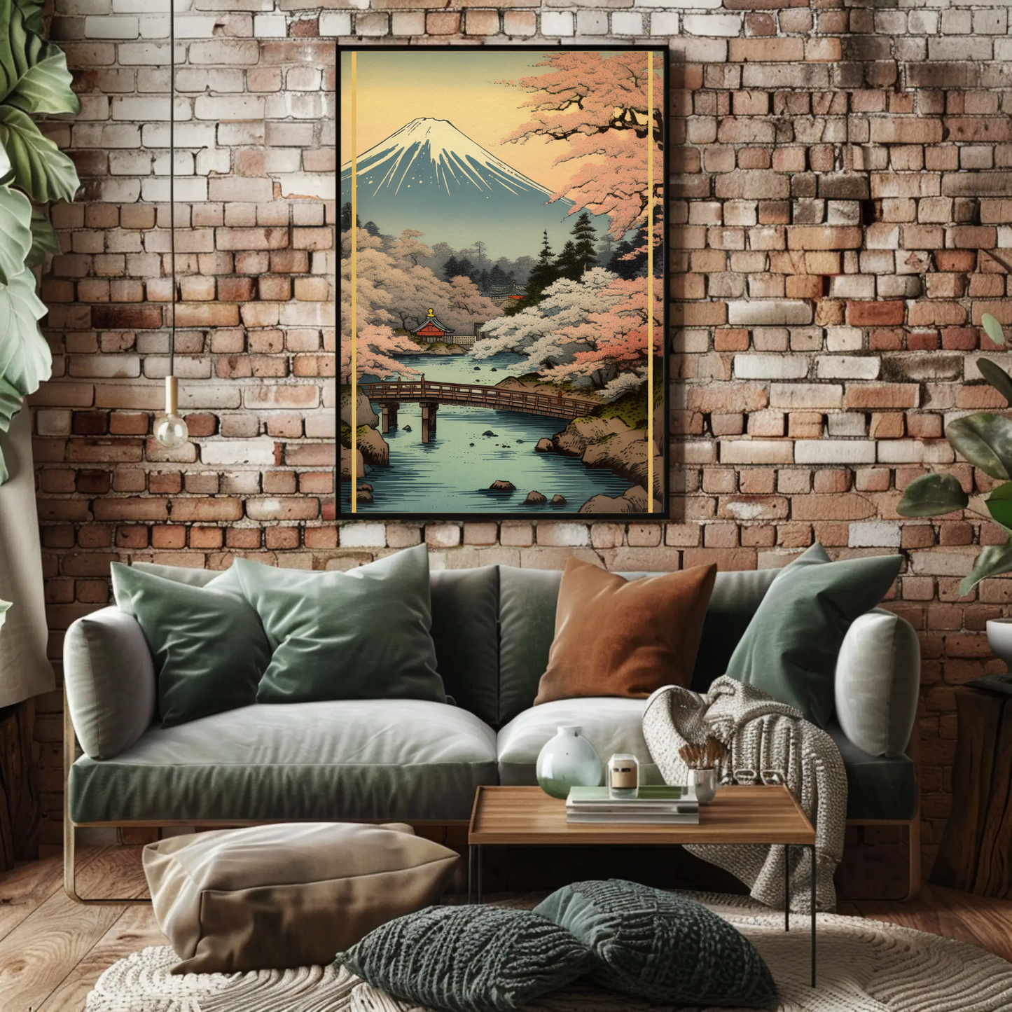 Mount Fuji Cherry Blossoms Spring Japan Vintage Travel Poster