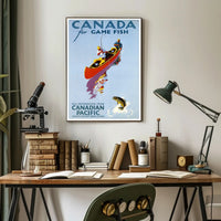 Fishing Adventure in Canada Vintage Travel Poster PosterGoat