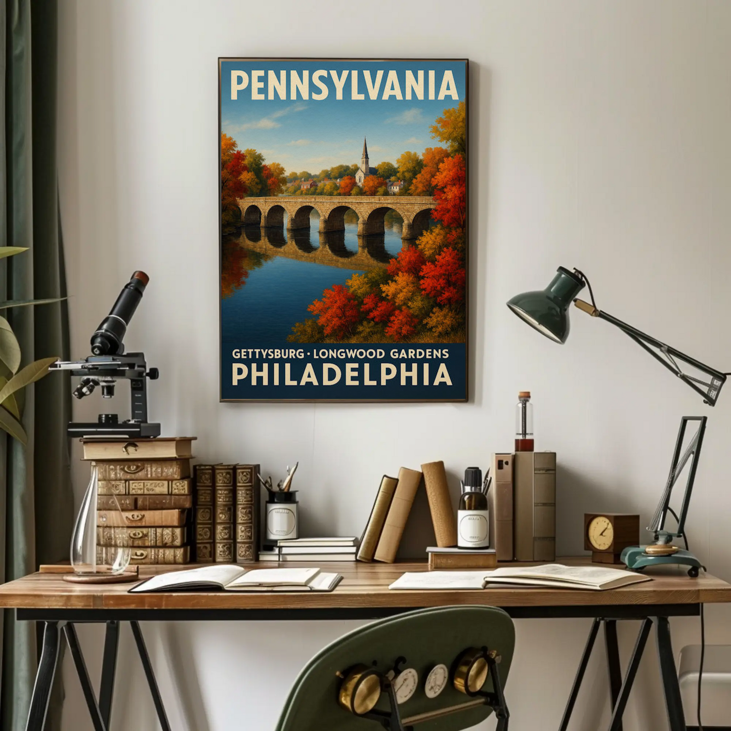 Pennsylvania Gettysburg Longwood Gardens Travel Poster