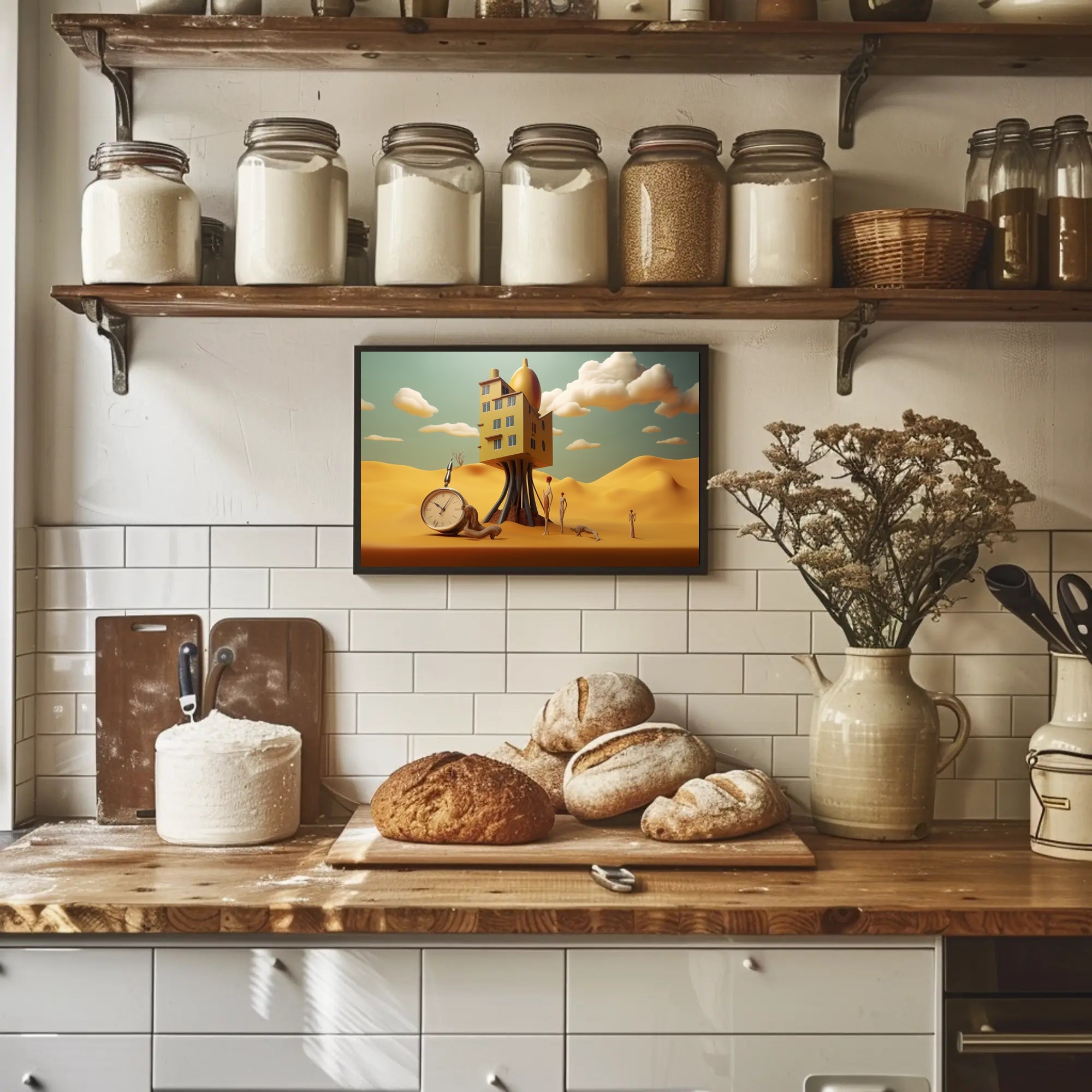 Surreal Dreamlike Landscape with Elevated House Artistic Poster