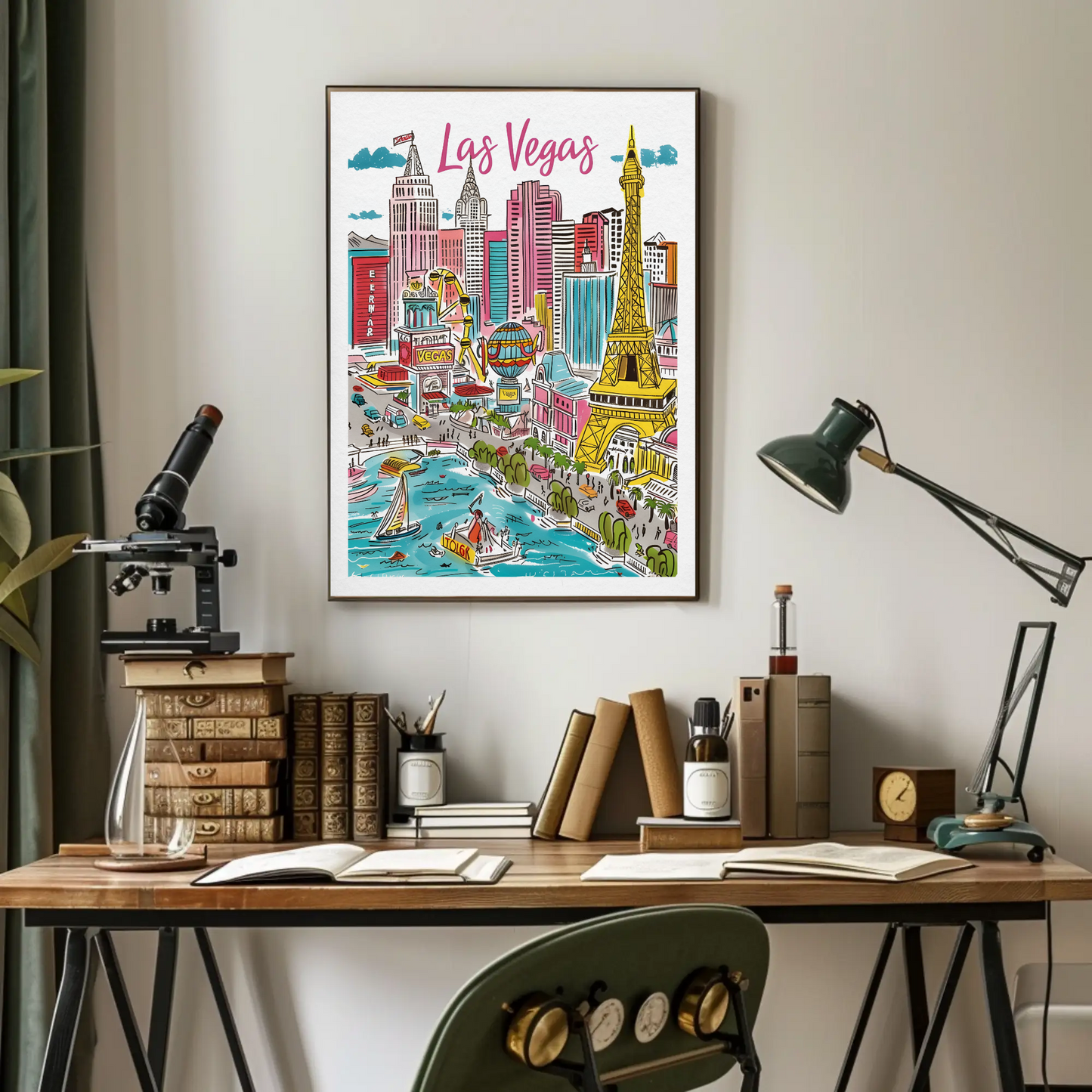 Las Vegas Nevada Bright Lights City Skyline Travel Poster