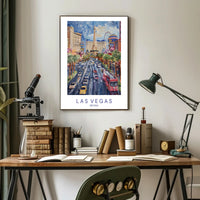 Las Vegas Cityscape Vibrant Watercolor Travel Poster PosterGoat