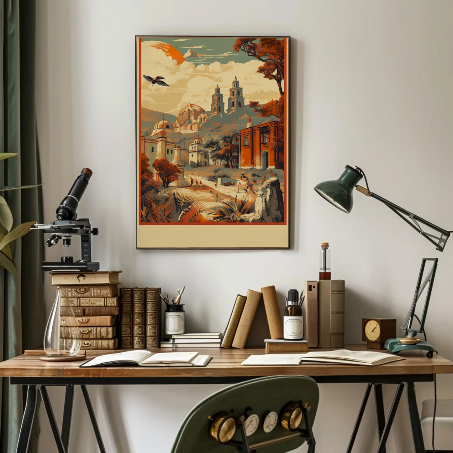Historic Mexico Churches Canyon Mountains Travel Poster