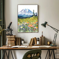 Mount Rainier Watercolor Wall Art Poster