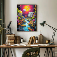 Futuristic Alien Landscape in Vibrant Colors Sci-Fi Poster