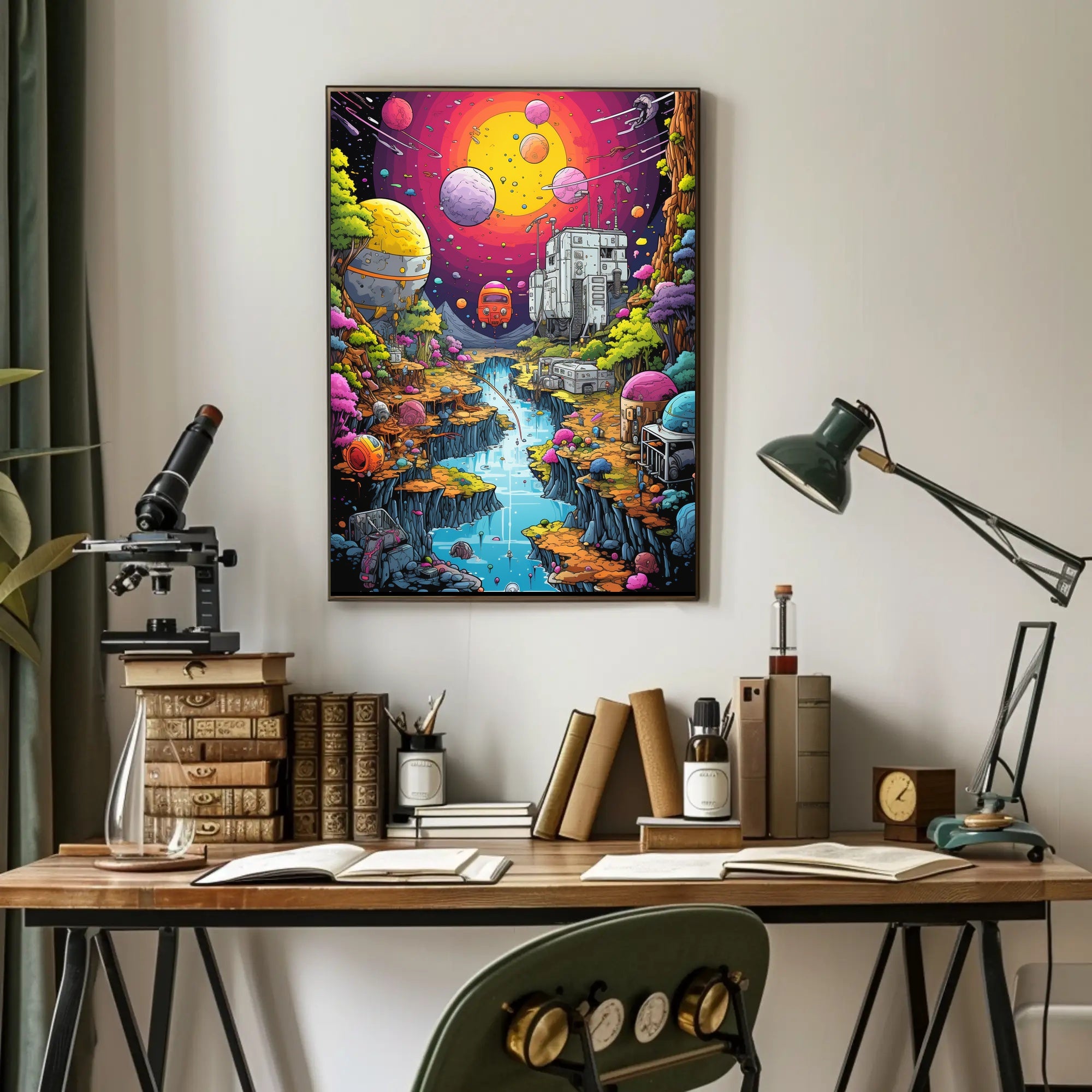 Futuristic Alien Landscape in Vibrant Colors Sci-Fi Poster