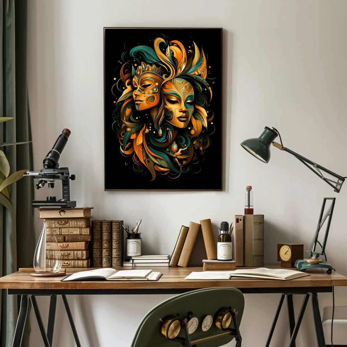 Duality Masks Surrealism Art Nouveau Collector Poster