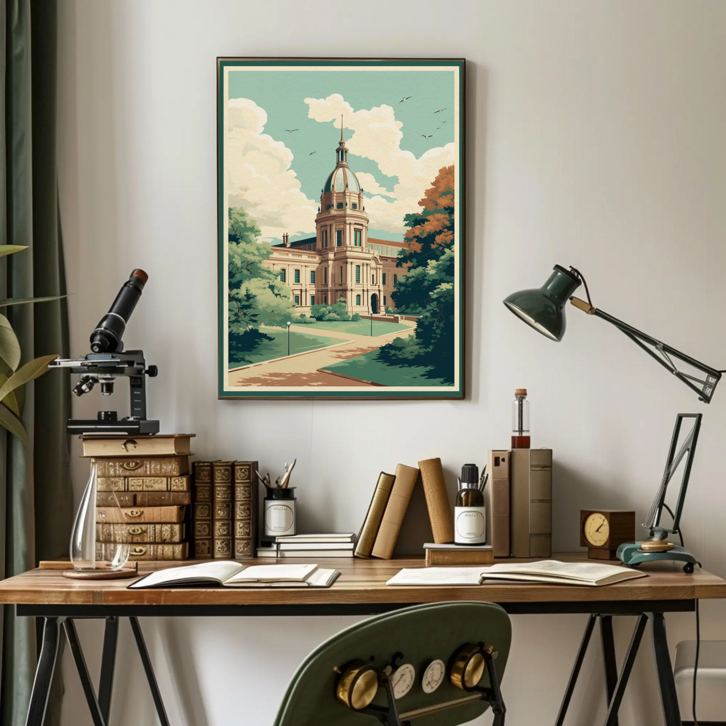 European Palace Garden Pathway Travel Poster