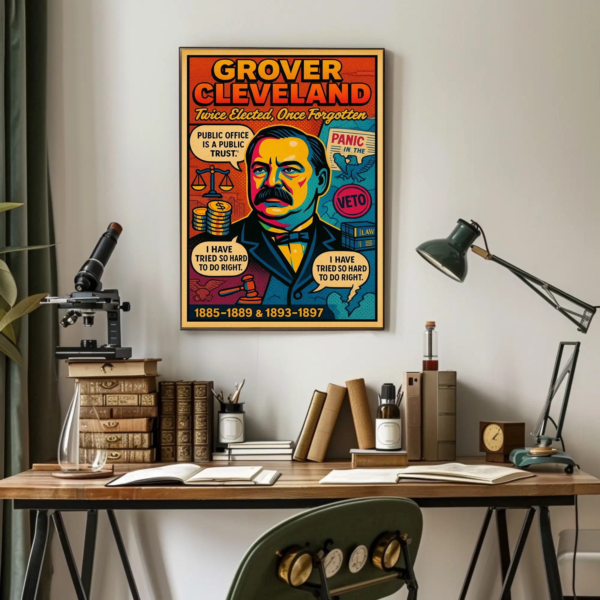Grover Cleveland Twice Elected, Once Forgotten Poster PosterGoat