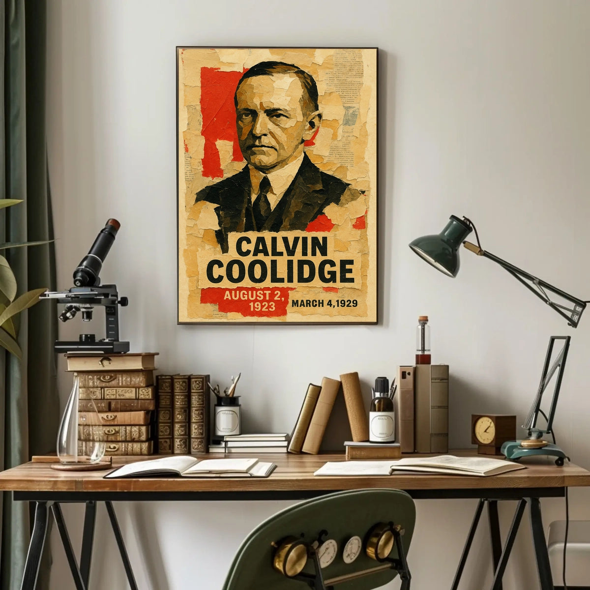 Calvin Coolidge 30th President of the United States Layered paper Collage Poster