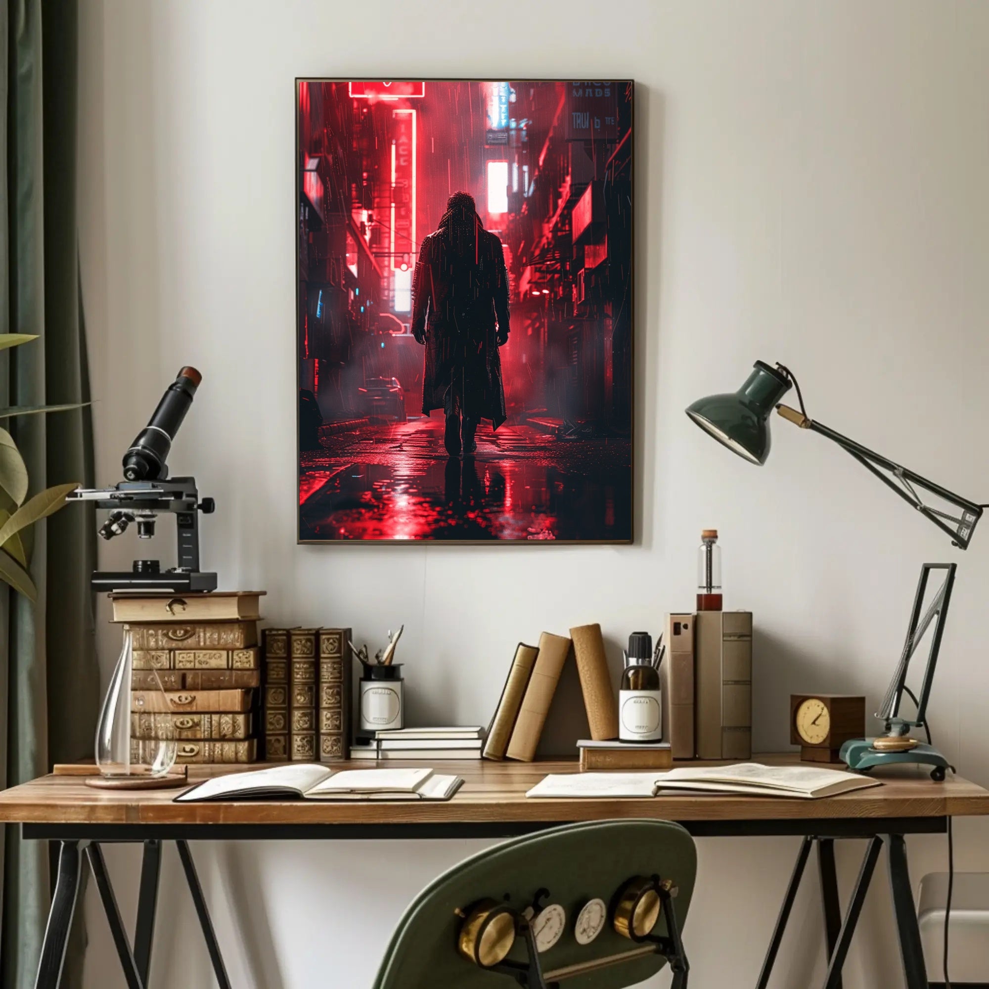 Cyberpunk Cityscape Neon Lights Art Poster PosterGoat