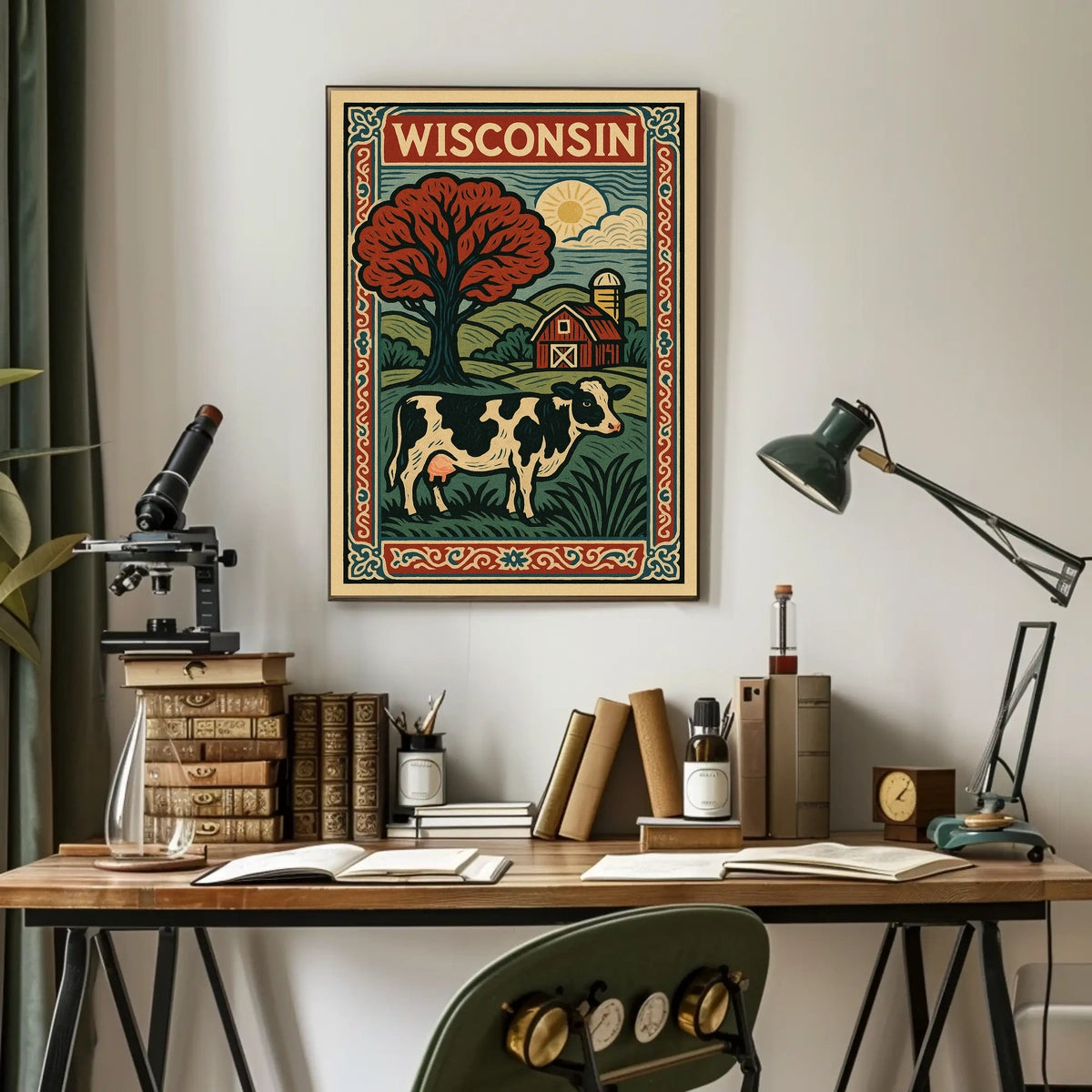 Wisconsin Countryside Vintage Rustic Cozy Poster