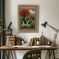 Wisconsin Countryside Vintage Rustic Cozy Poster