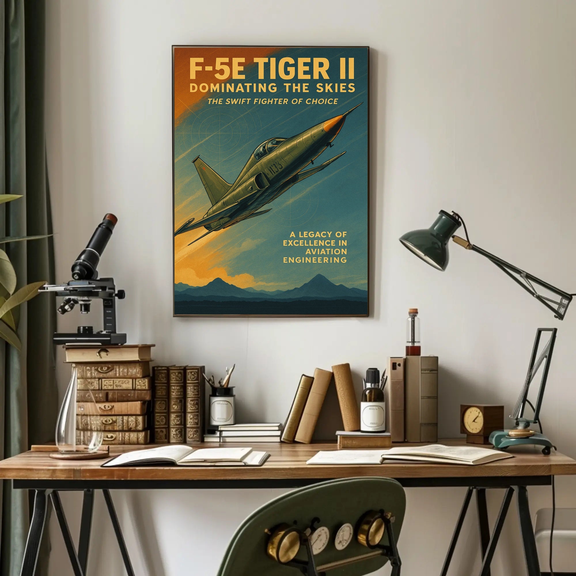 F-5E Tiger II Fighter Jet Vintage Military Recruitment Poster