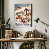 Skiing Rabbits in St. Anton Vintage Travel Poster PosterGoat