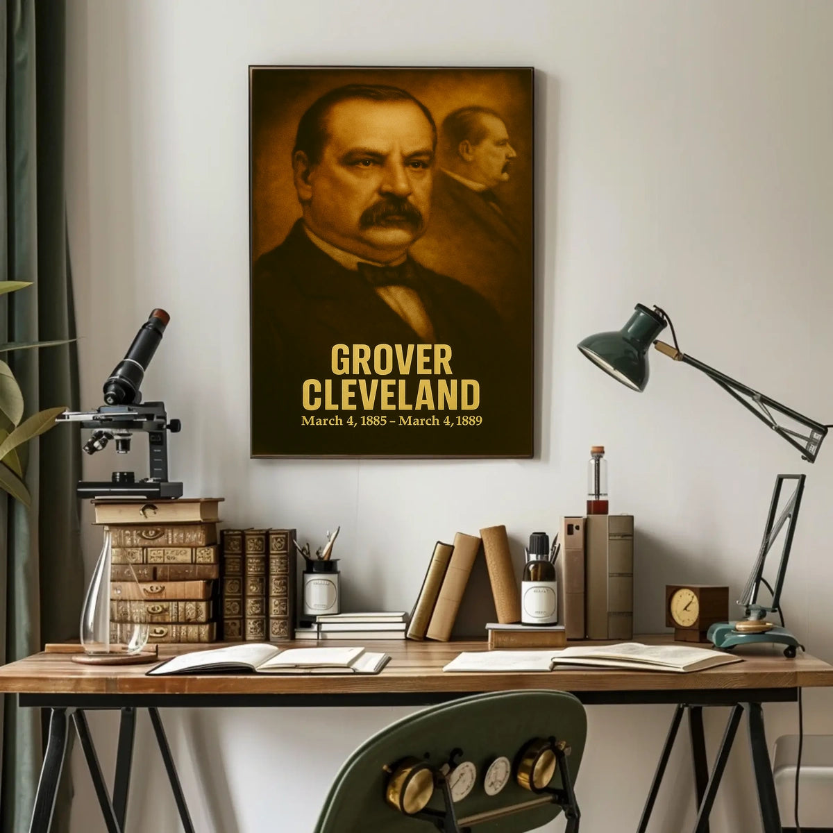 Grover Cleveland Vintage Presidential Poster Analog Film Aesthetic Portrait Wall Art Historical