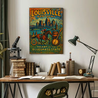 Louisville Kentucky Heartland Bluegrass Cityscape Heritage Vivid Nightlife Spirit Wall Art Poster