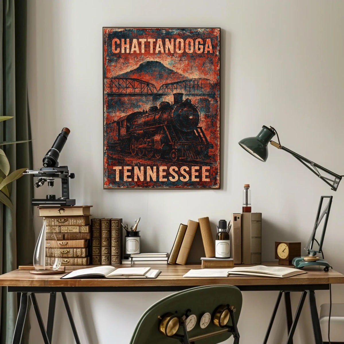 Chattanooga Steam Locomotive Nostalgia Steampunk Americana Heritage Travel Poster