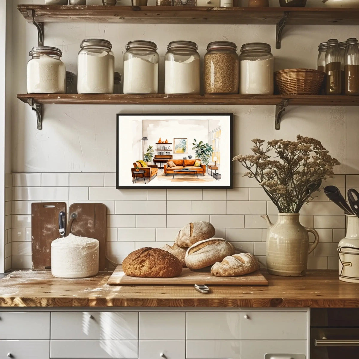 Cozy Living Room Illustration Poster