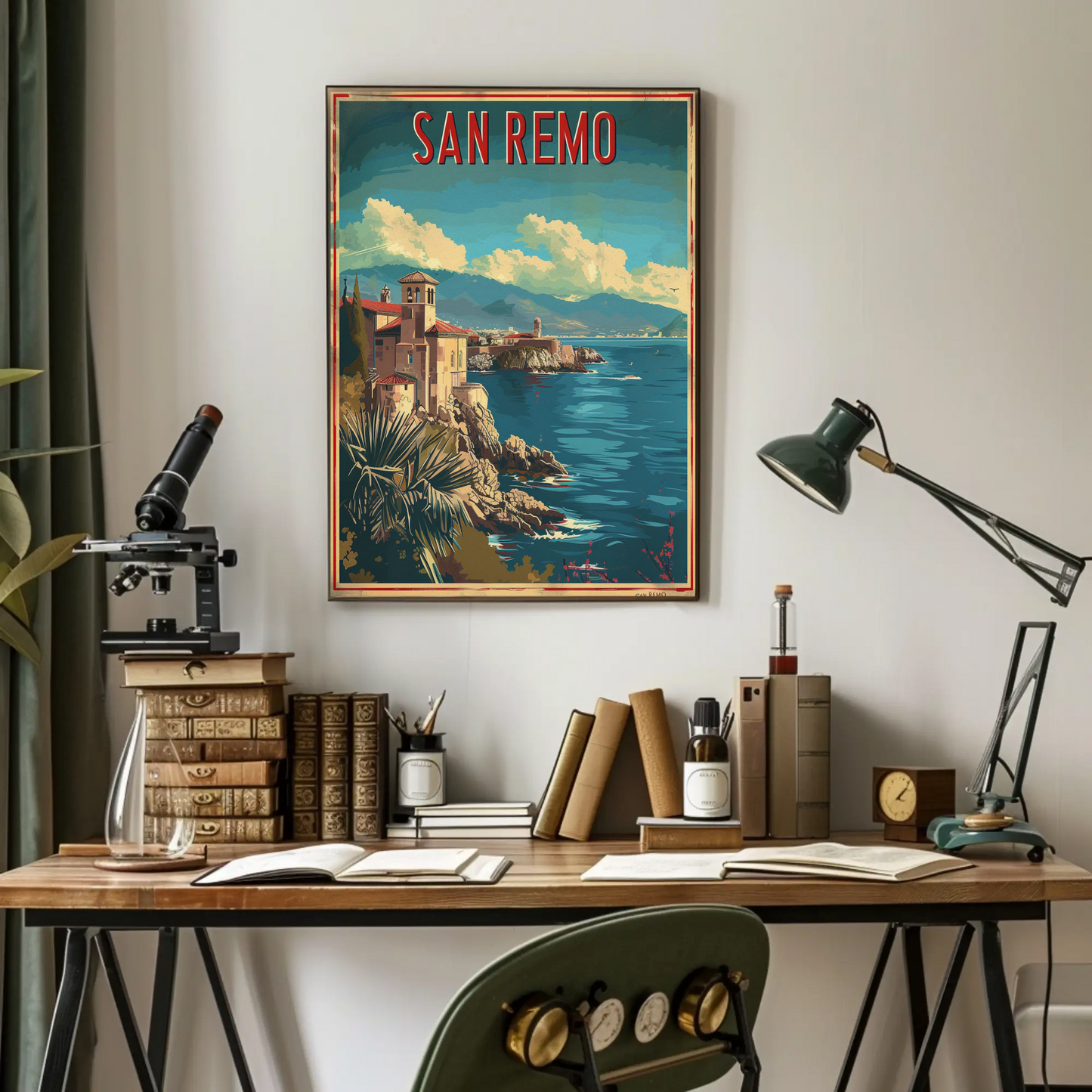 San Remo Italian Riviera Coastline Travel Poster