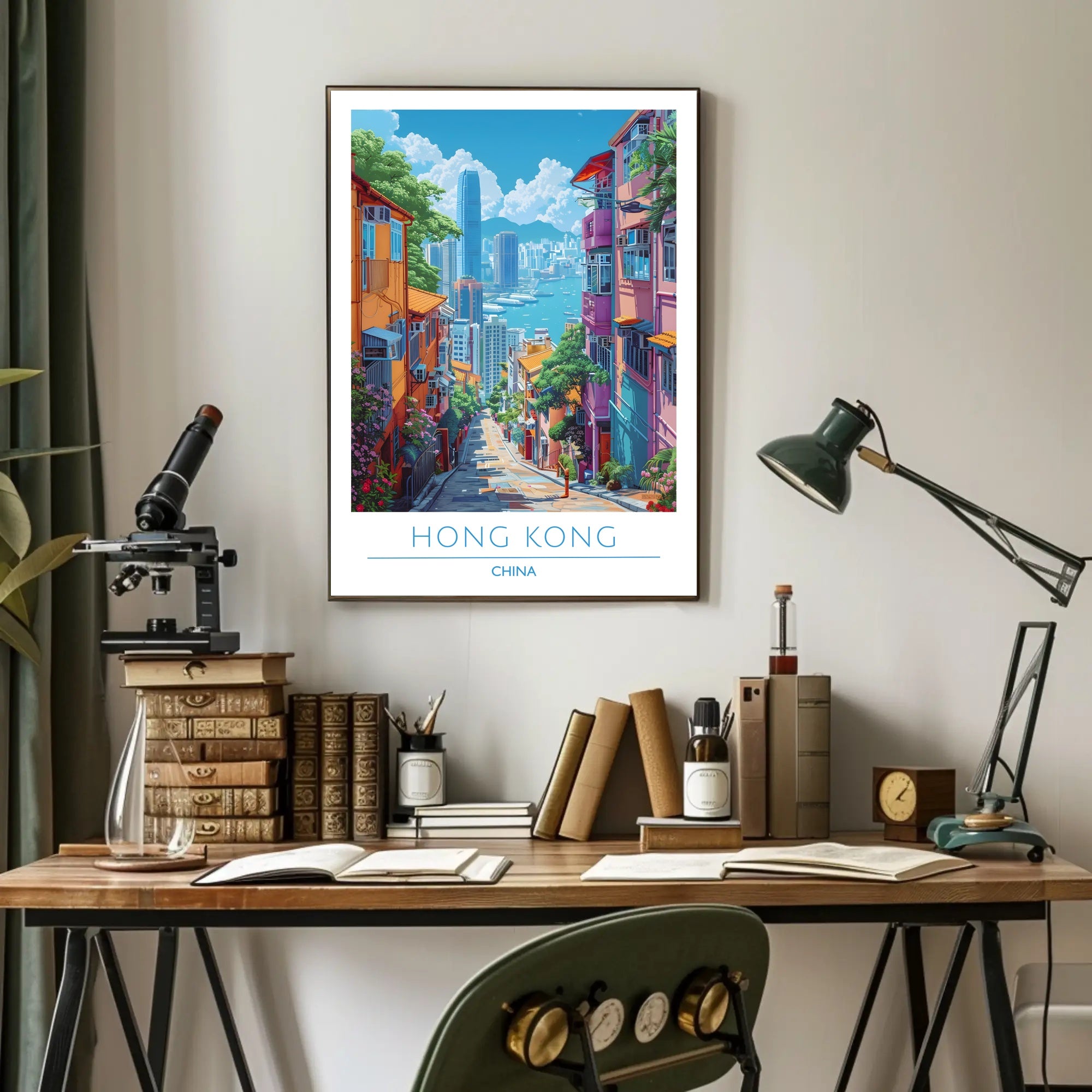 Vibrant Hong Kong Cityscape Adventure Urban or Cityscape Poster