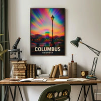 Columbus Georgia Vibrant View Travel Cityscape Impressionism Digital Painting Decor Poster