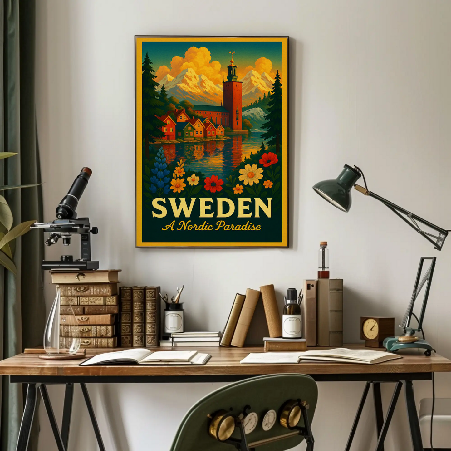 Sweden Nordic Paradise Mountains Lakes Flowers Poster