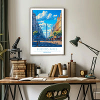 Buenos Aires Obelisk Vibrant Urban Cityscape Travel Poster