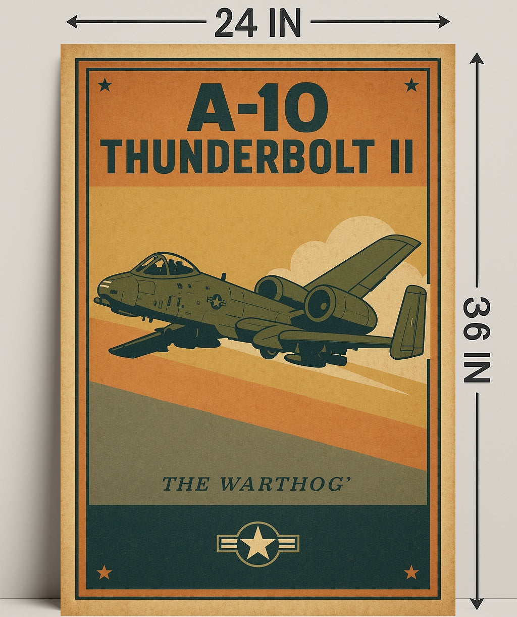 A-10 Thunderbolt II Vintage Military Aircraft Poster