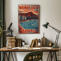 Honolulu Vintage Travel Nostalgia Seekers Art Deco Poster