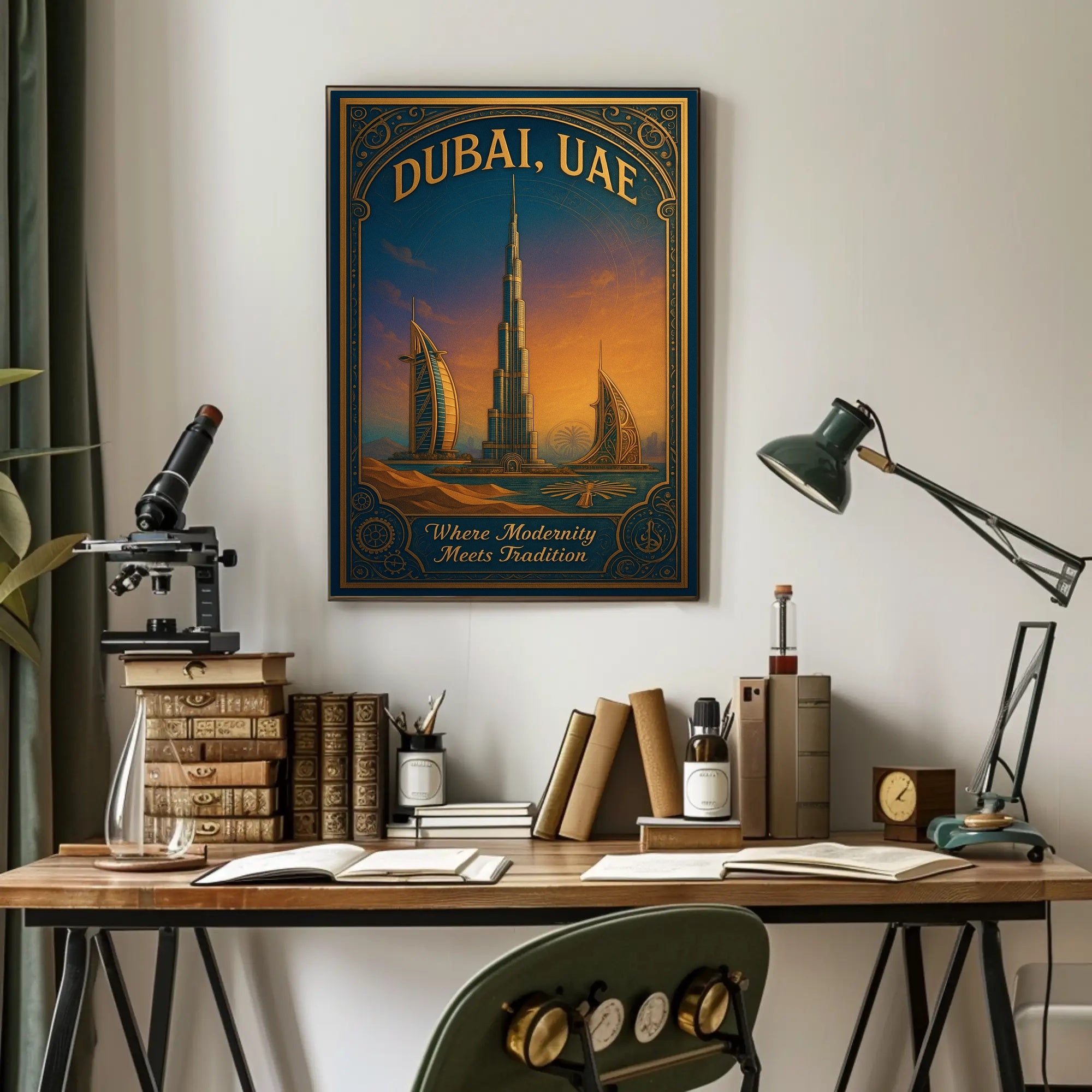 Dubai, UAE Where Modernity Meets Tradition Poster
