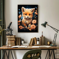 Enchanted Fox Blooming Forest Whimsical Nature Lovers Art Inspiring Spring Scene Colorful Blooms Poster