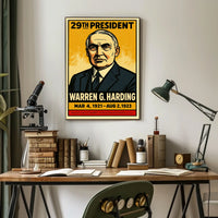 Warren G. Harding 29th President of the United States Inked Comic Style Poster