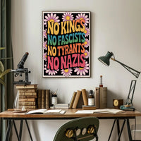 NO KINGS, NO FASCISTS Political or Propaganda Poster