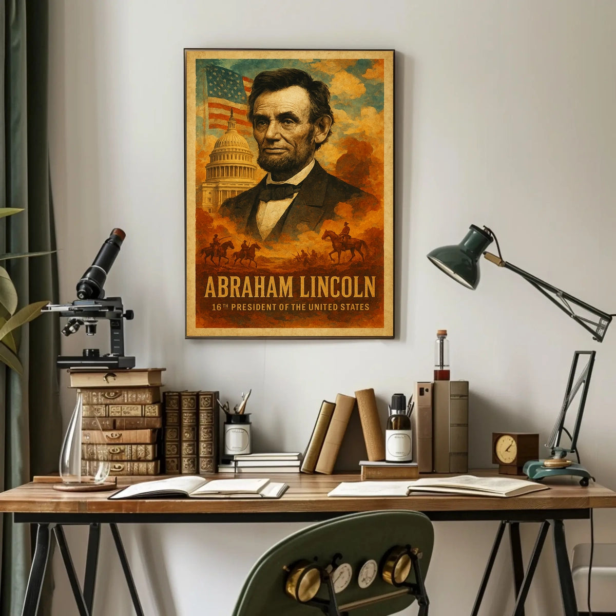 Abraham Lincoln 16th President of the United States Layered Digital Collage Poster