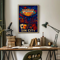 Welcome to Sin City Poster Neon Night Cityscape Urban Decor