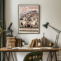 WWII Unity and Teamwork Vintage Poster