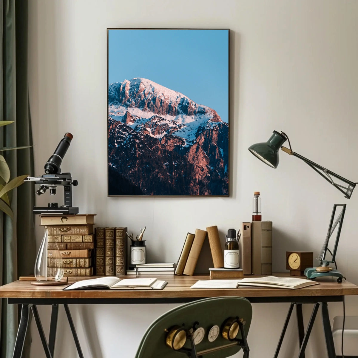 Majestic Snow-Capped Mountain Sunrise Photorealistic Poster