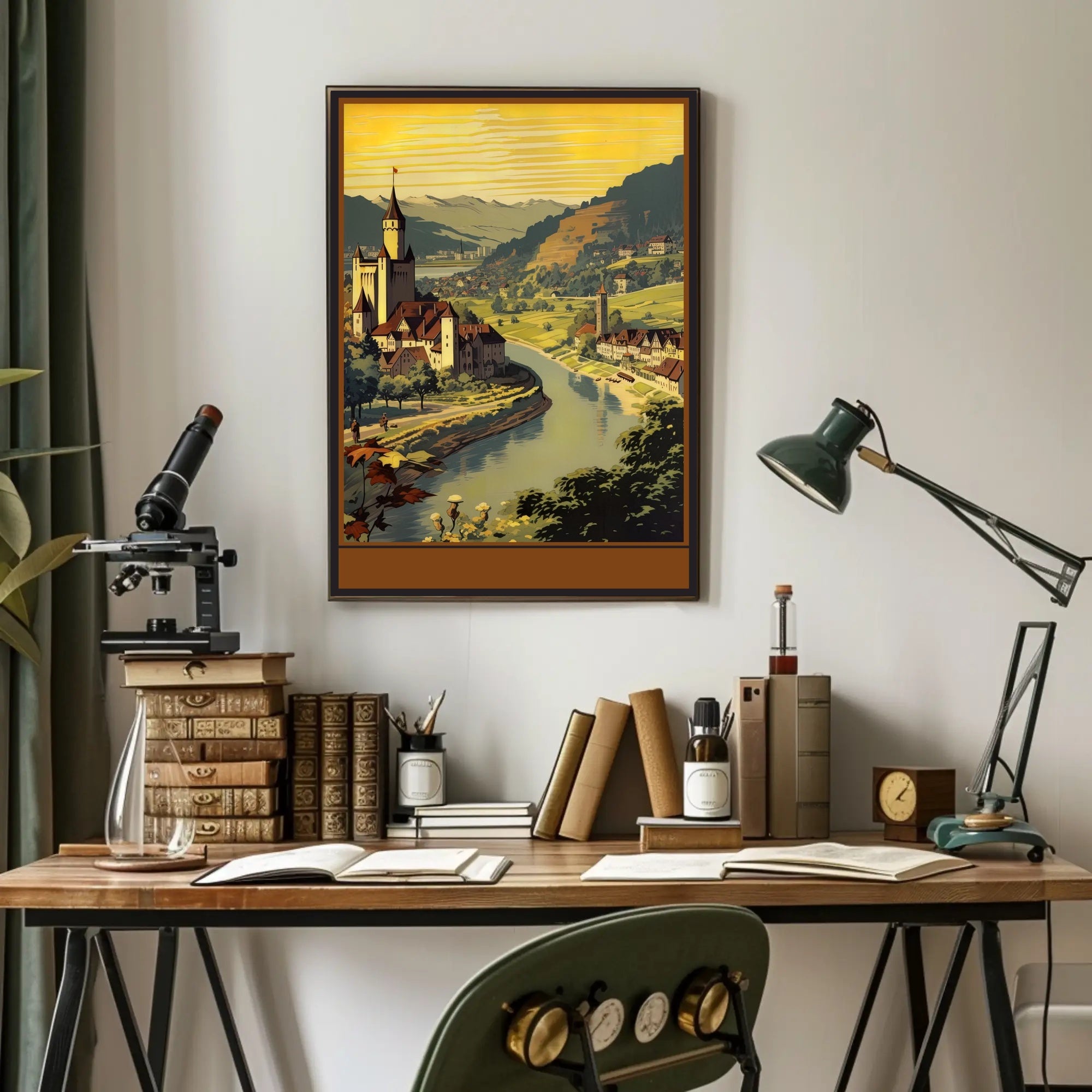 Serene Riverside Castle Poster