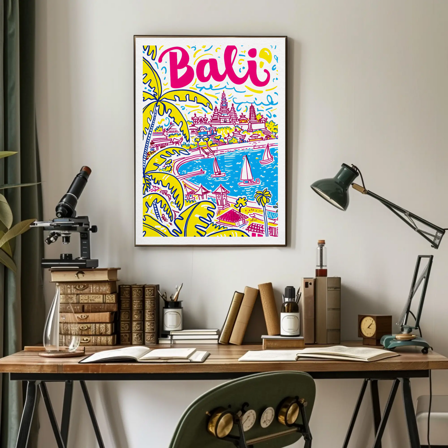 Bali Indonesia Tropical Paradise Ocean Temple Travel Poster