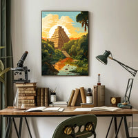 Mayan Pyramid in Lush Jungle Art Poster