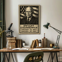 Eisenhower Patriotic Woodcut Vintage Poster